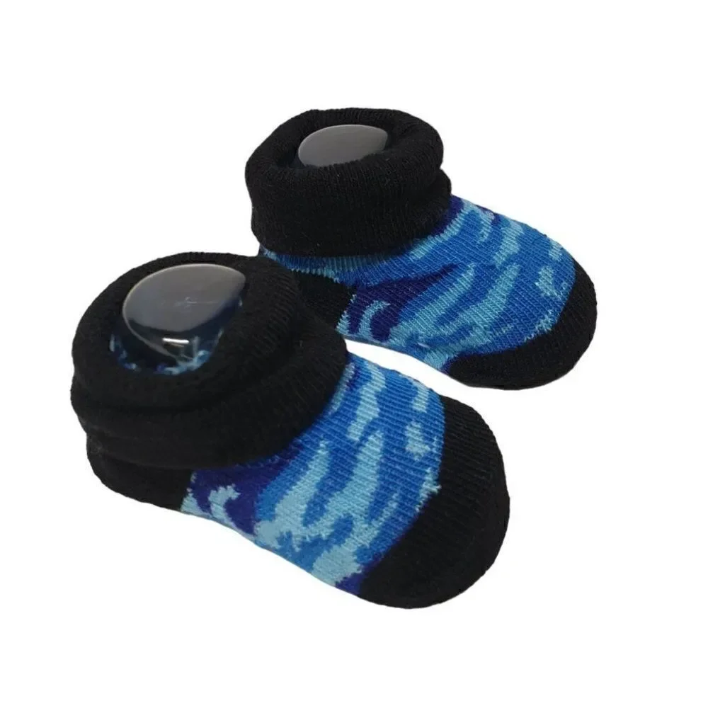 Baby Boy Infant Booties Blue Camouflage Bootie Socks 0-12 months NWT Clearance
